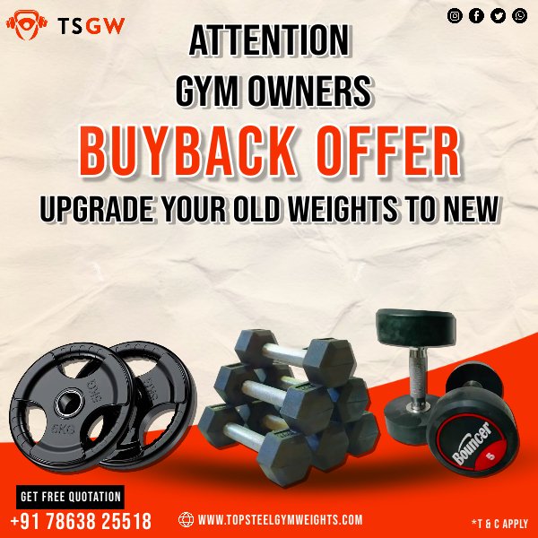 Buyback offer for gym owners - upgrade your dumbbells and weight plates